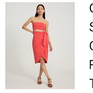 Express Vibrant Hot Melon open front dress